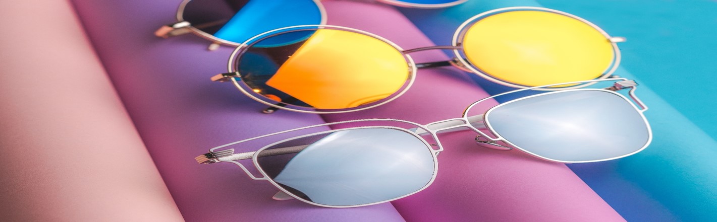 Three pairs of mirrored sunglasses