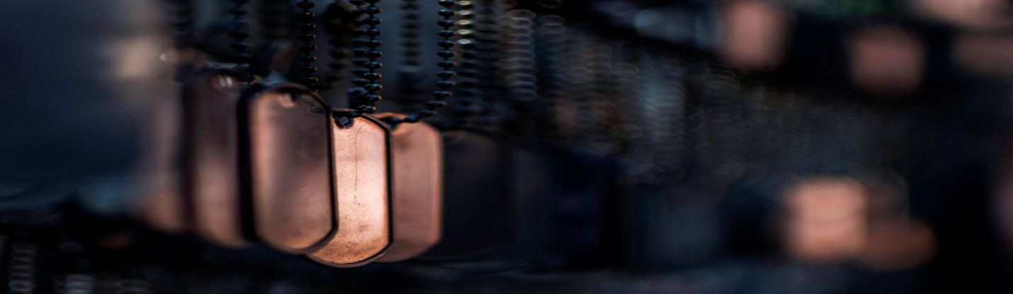 Close-up of military dog tags