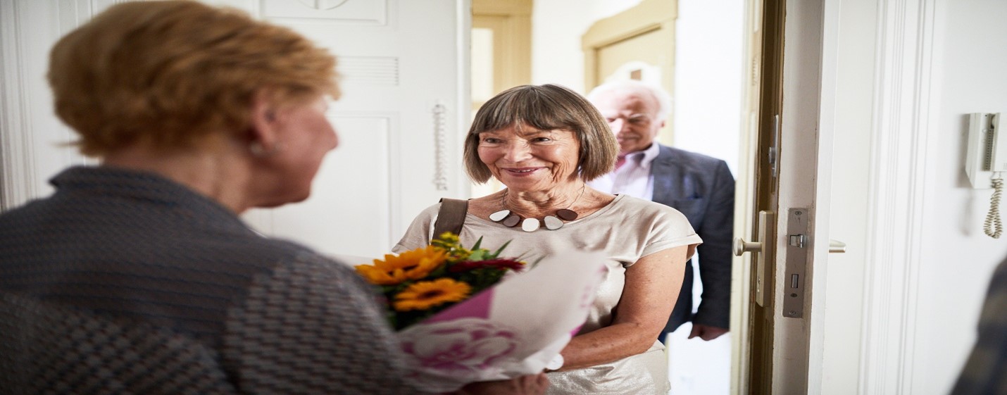 People greeting one another