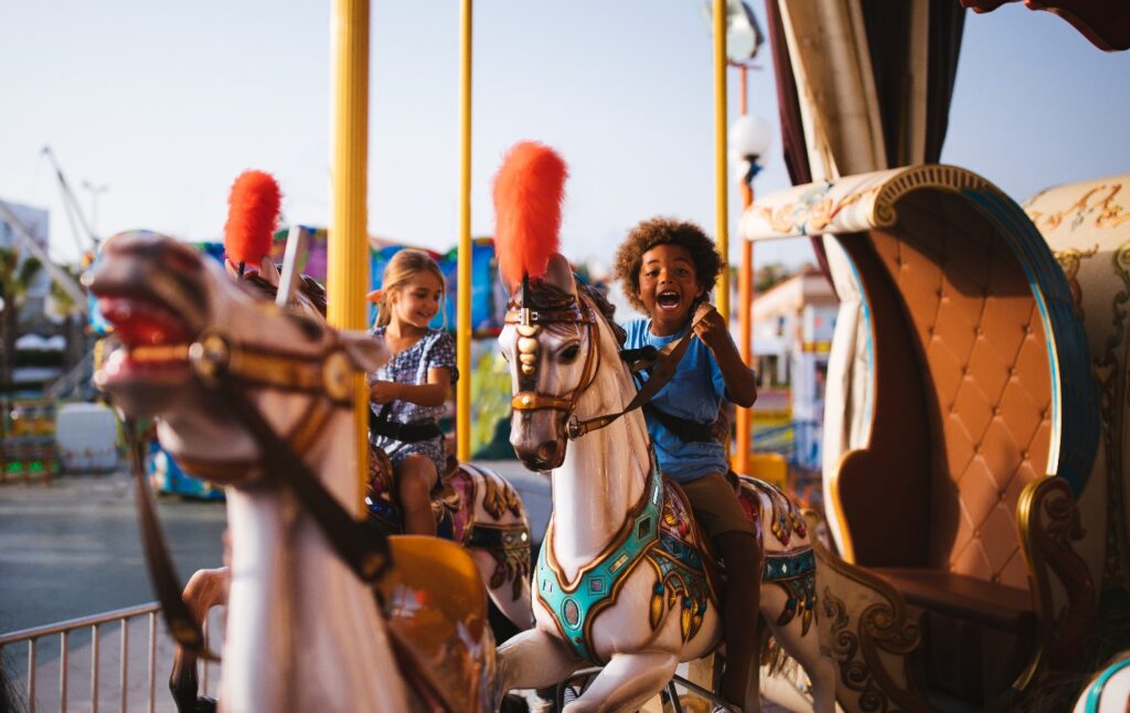 Children on carousel