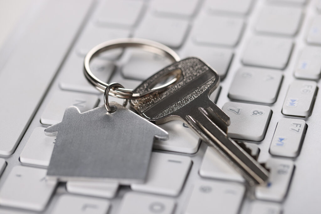 Keychain on computer keyboard