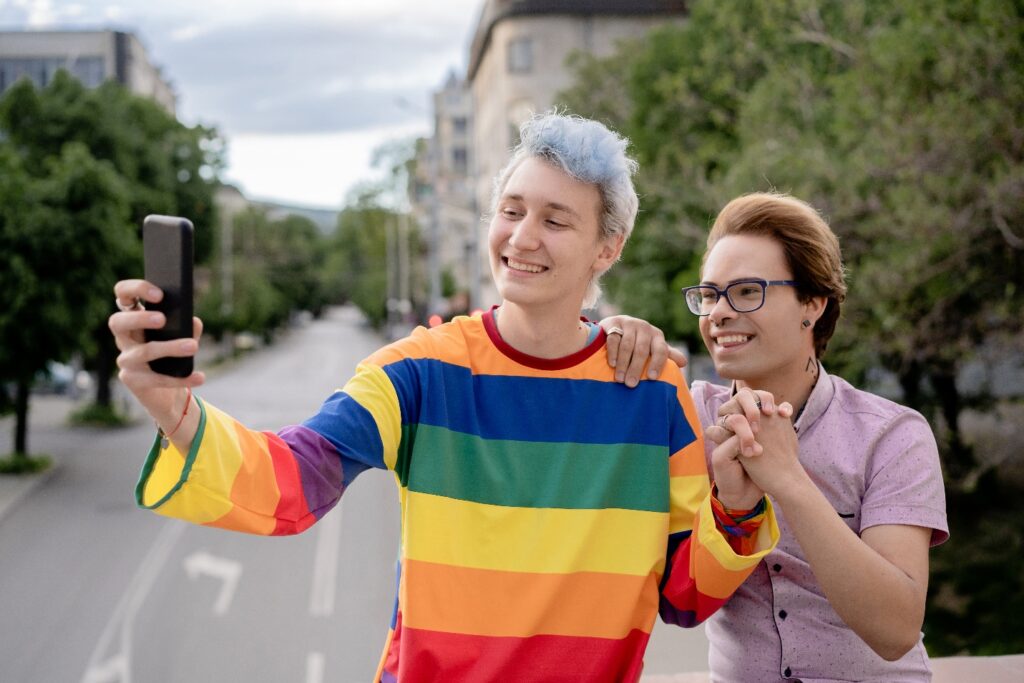 People taking selfie