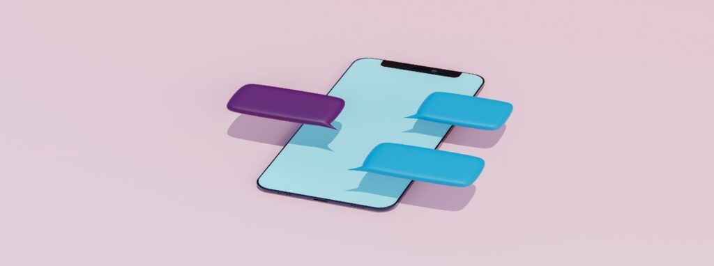 Mobile phone and text message bubbles