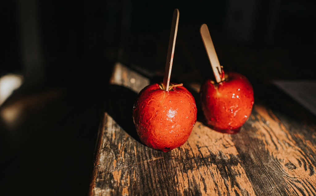 Candied apples on a table