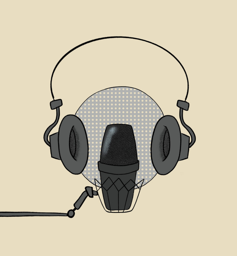 Microphone and headphones