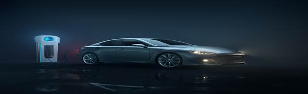 Electric car being charged
