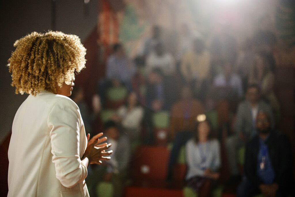 Person giving presentation