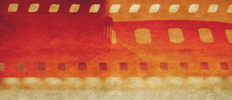Close-up of vintage blank filmstrip