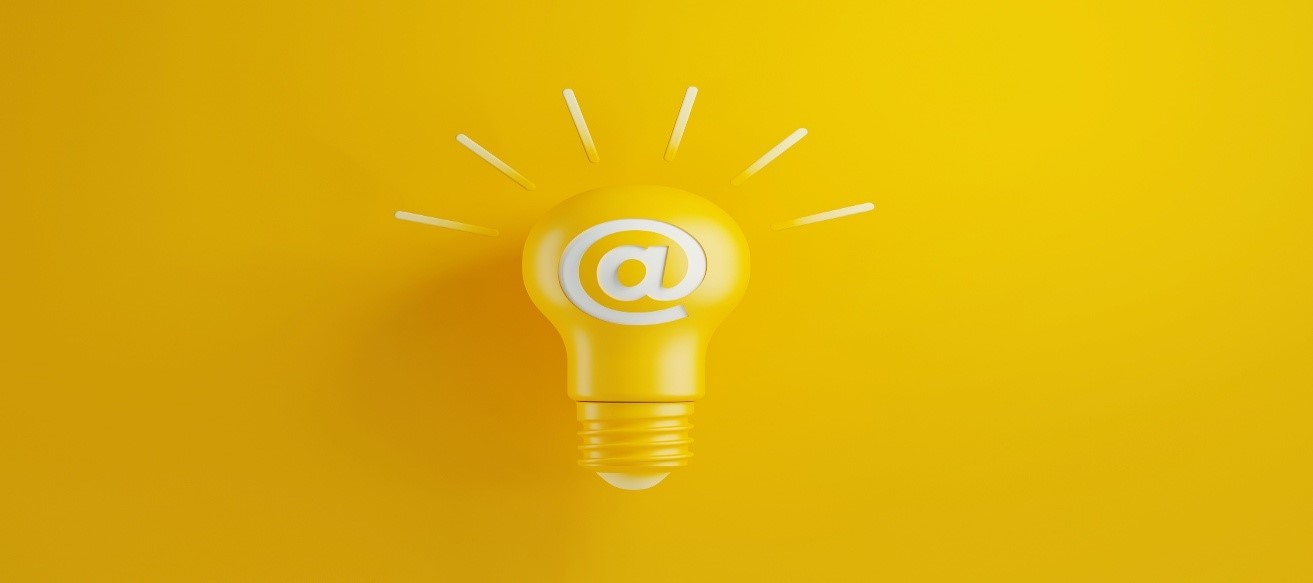 Email symbol on lightbulb